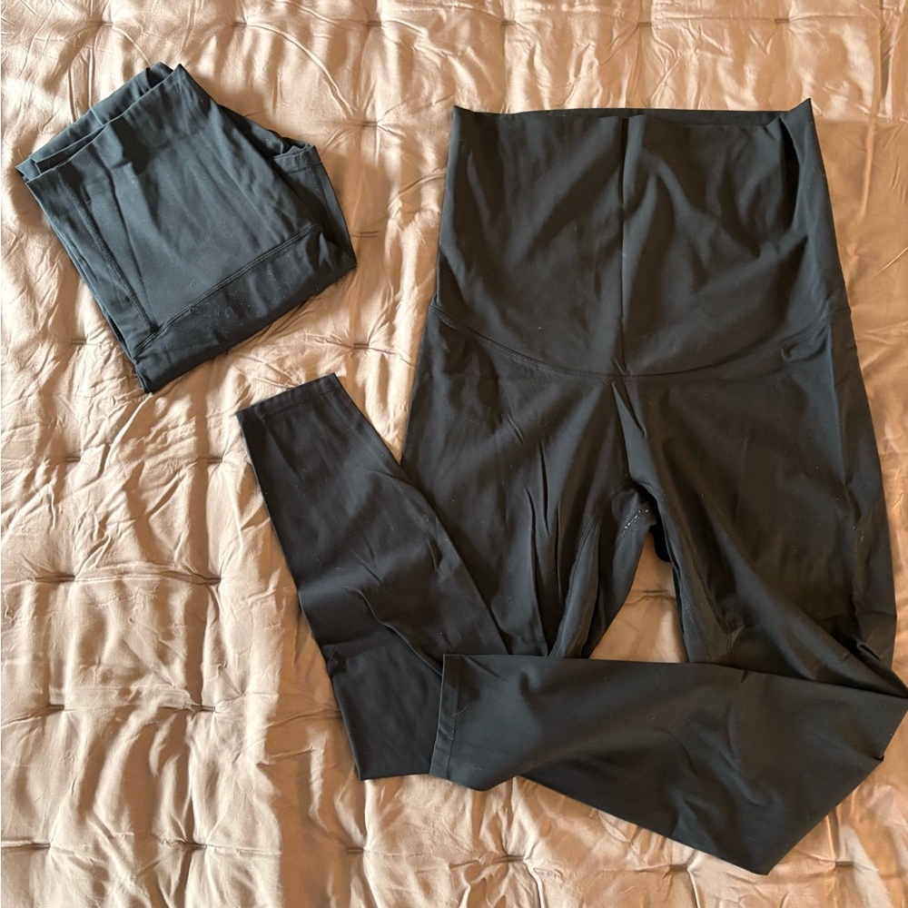 High Waist Black Maternity Leggings- 2 pair